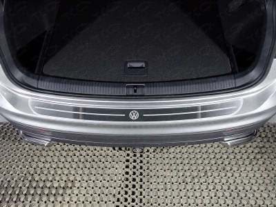 Накладка на задний бампер шлифованный лист логотип VW ТСС для Volkswagen Tiguan 2016-2021